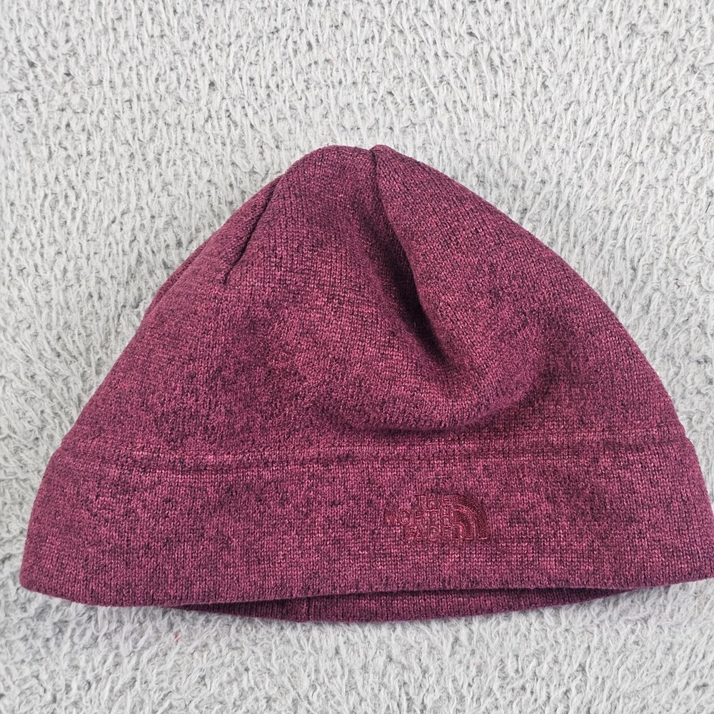 The North Face Hat‎ Mens One Size Purple Knit Fleece Lined Beanie Winter Casual
